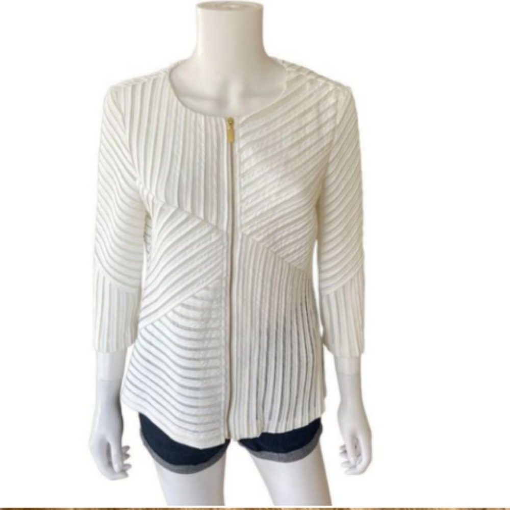 CHICO'S Travelers Collections Strips. Jacket. Size Small.